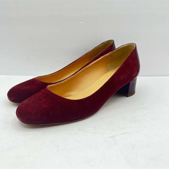 J. Crew Women’s Size 8.5 Merlot Evelyn Croc Embossed Heel Date Work Classic Xmas - Picture 2 of 16